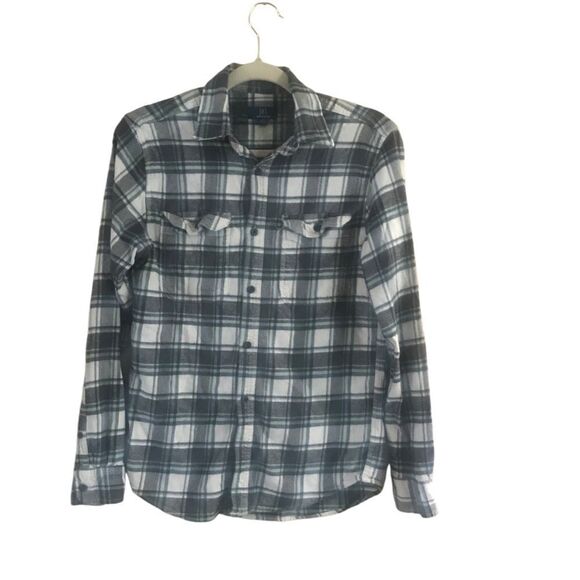 George Small Blue and Black Plaid Flannel Button Down Shirt - Picture 7 of 8